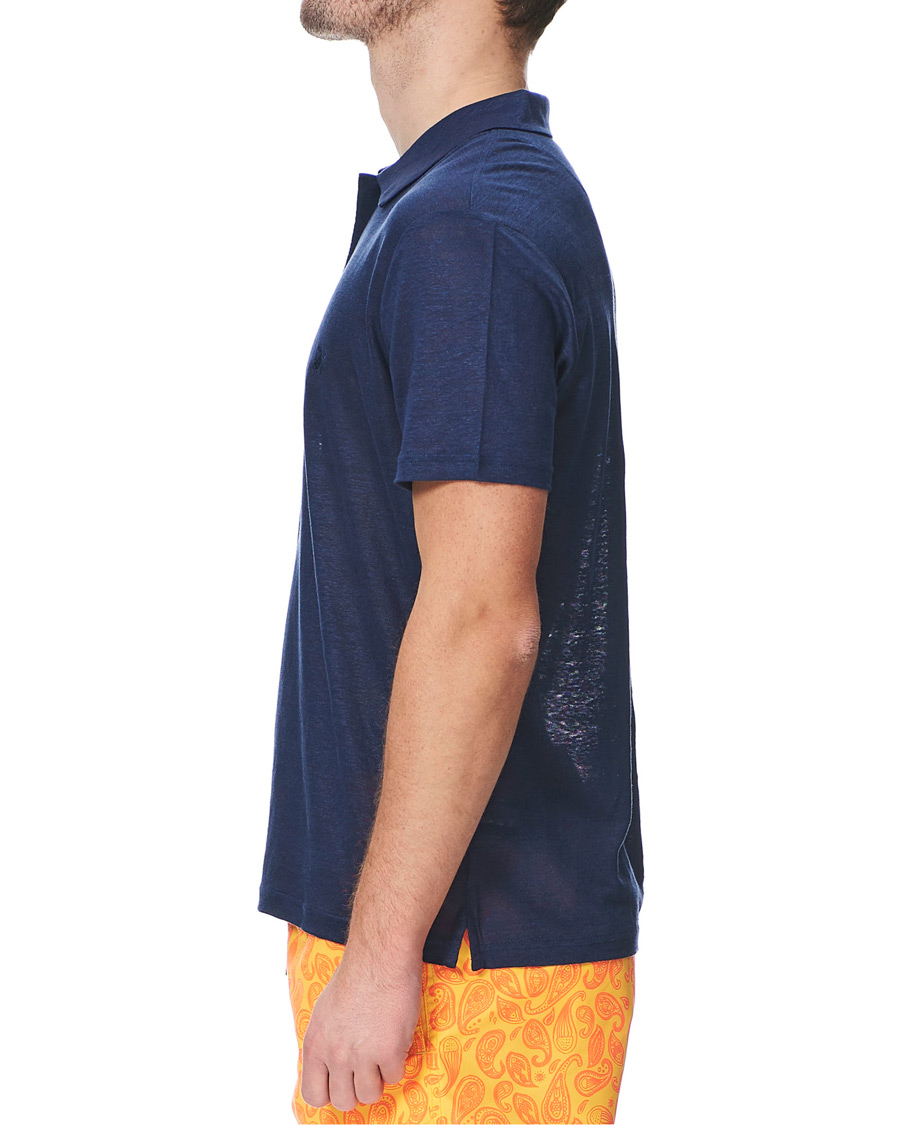 Hombres | Polos | Vilebrequin | Pyramid Linen Jersey Polo Navy