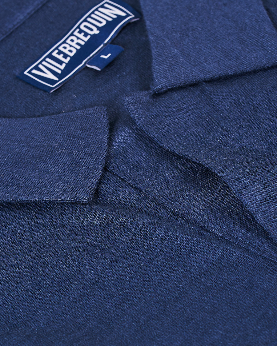 Hombres | Polos | Vilebrequin | Pyramid Linen Jersey Polo Navy