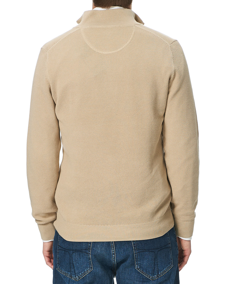 Hombres | Jerséis y prendas de punto | GANT | Cotton Pique Half-Zip Sweater Dry Sand