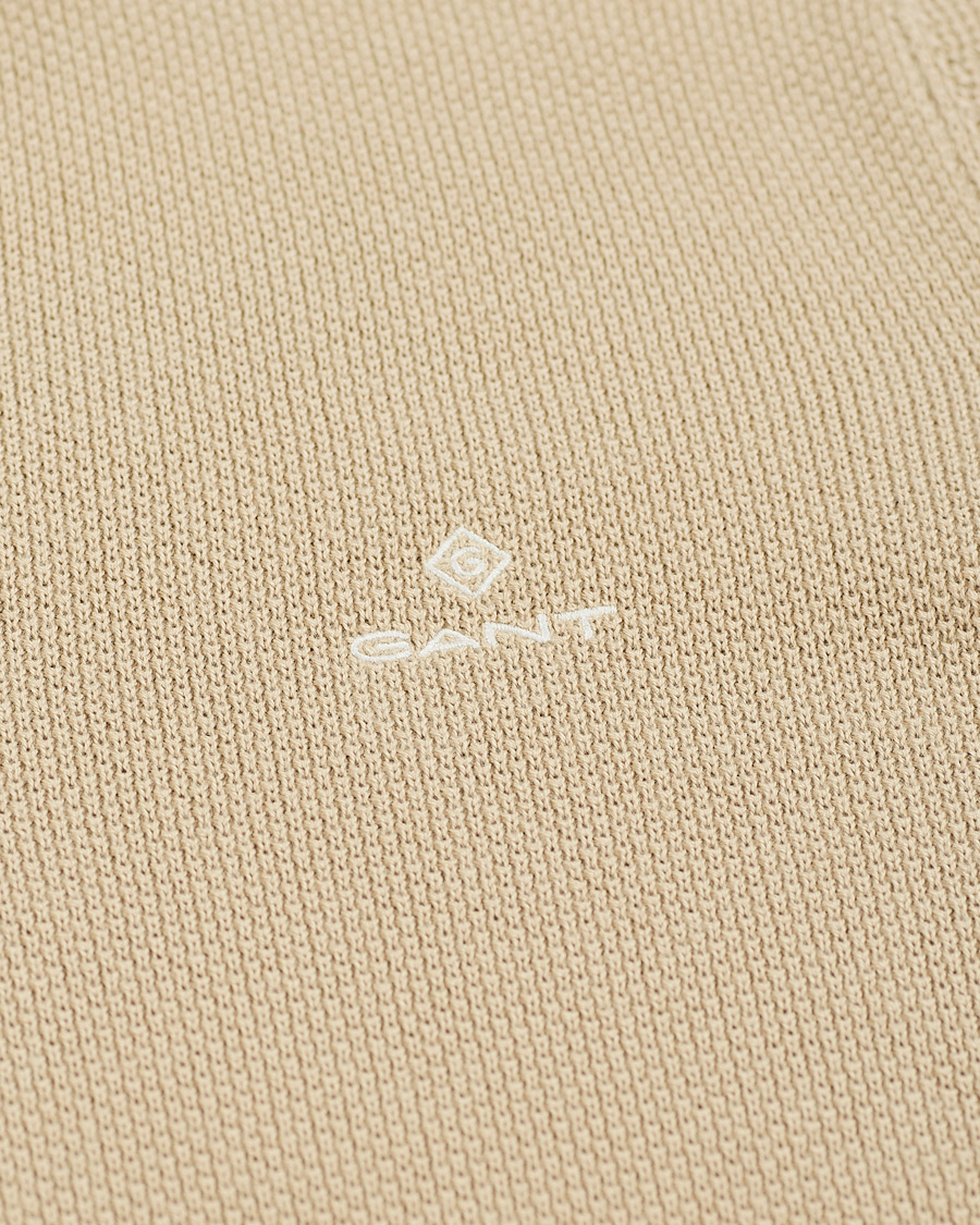 Hombres | Jerséis y prendas de punto | GANT | Cotton Pique Half-Zip Sweater Dry Sand