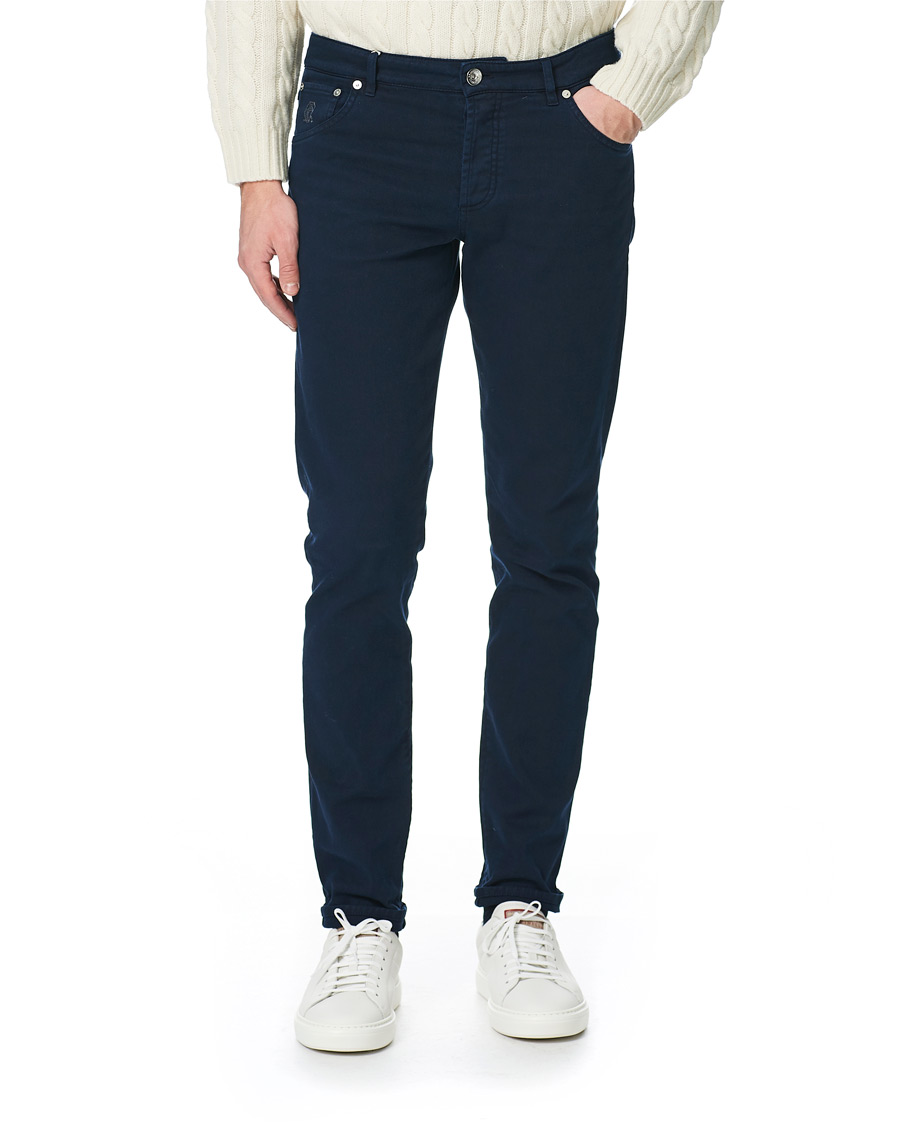 Hombres | Pantalones | Brunello Cucinelli | Slim Fit 5-Pocket Twill Pants Navy