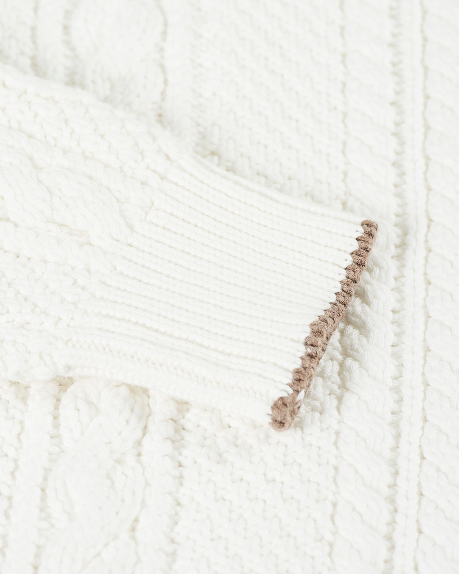 Hombres | Jerséis y prendas de punto | Brunello Cucinelli | Cotton Aran Cable Sweater Off White