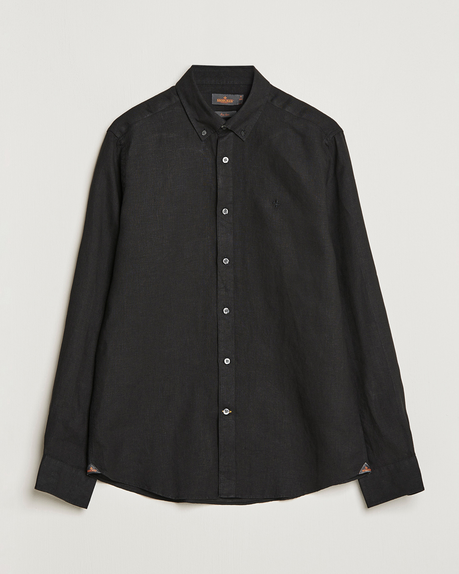 Hombres | Camisas | Morris | Douglas Button Down Linen Shirt Black