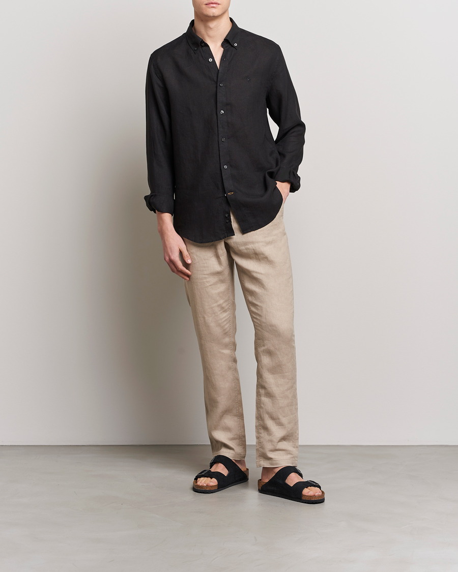 Hombres | Camisas | Morris | Douglas Button Down Linen Shirt Black
