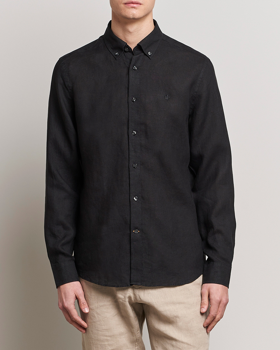 Hombres | Casual | Morris | Douglas Linen Button Down Shirt Black