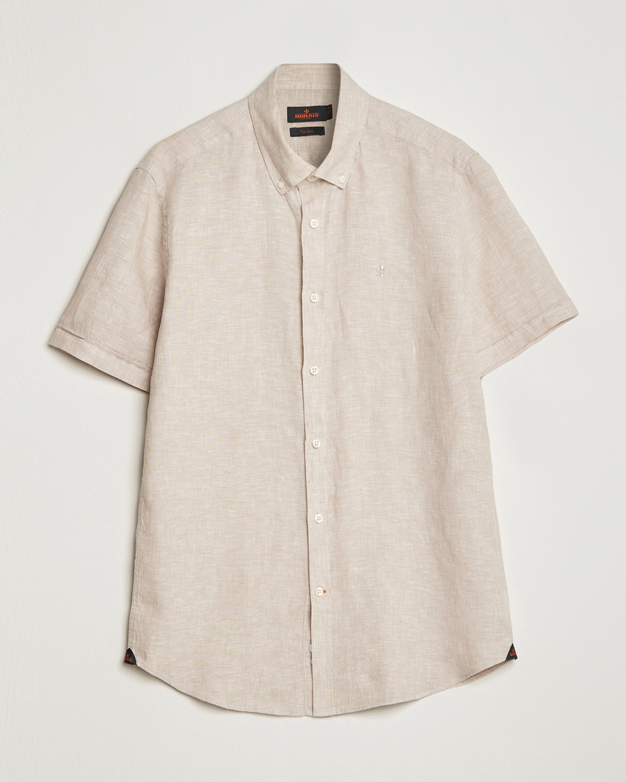 Hombres | Camisas | Morris | Douglas Short Sleeve Linen Shirt Khaki
