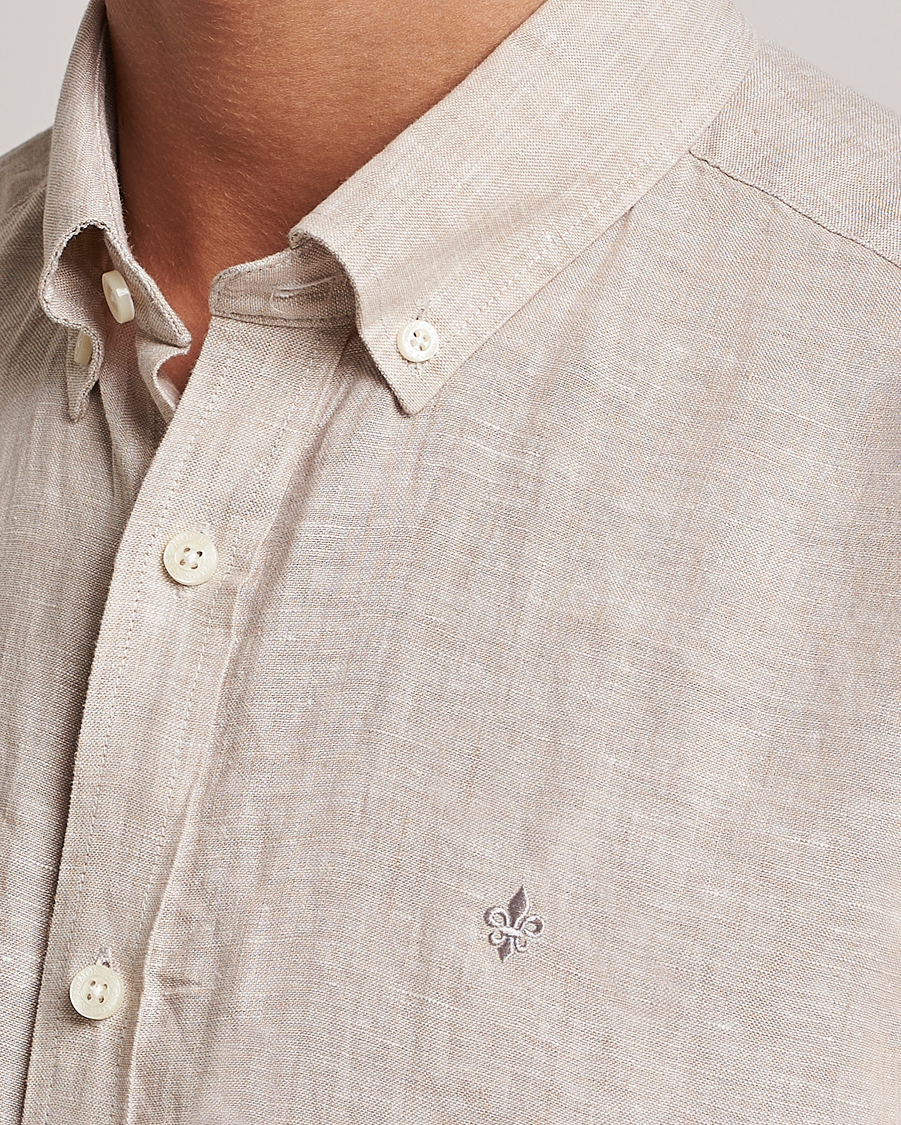Hombres | Camisas | Morris | Douglas Short Sleeve Linen Shirt Khaki
