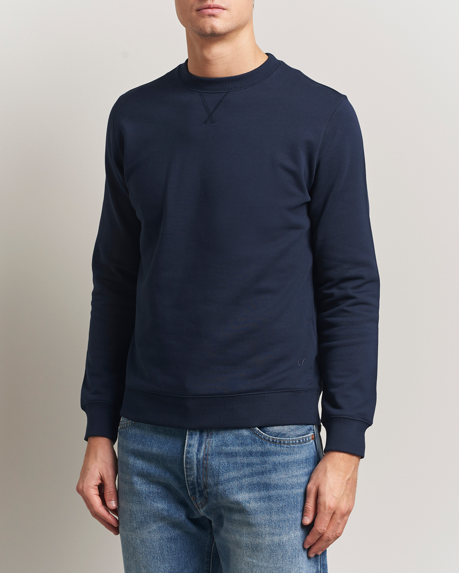 Hombres | Jerséis y prendas de punto | Stenströms | Cotton Collage Crew Neck Navy