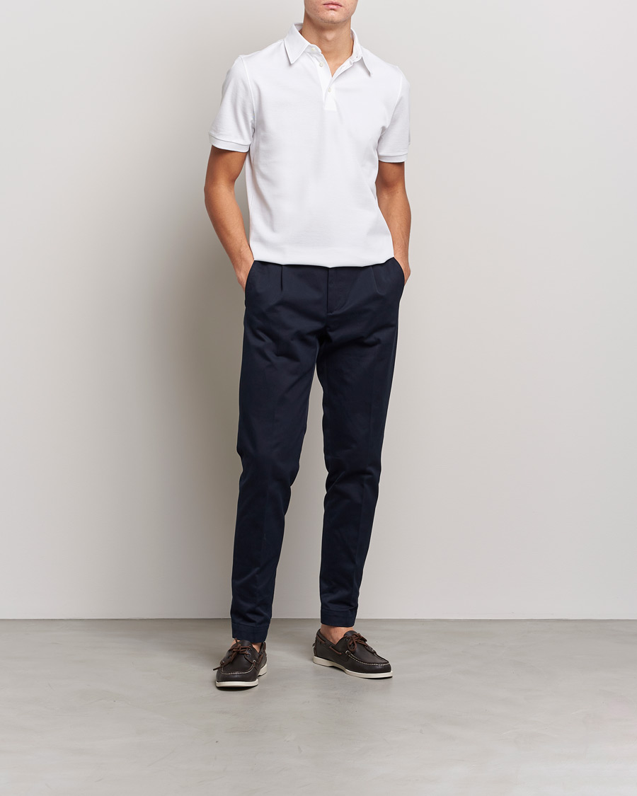 Hombres | Polos | Stenströms | Cotton Polo Shirt White