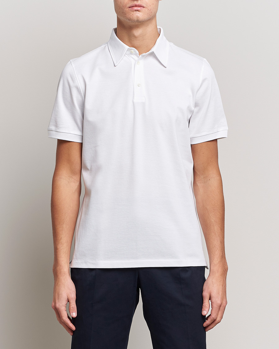 Hombres | Camisas polo de manga corta | Stenströms | Cotton Polo Shirt White