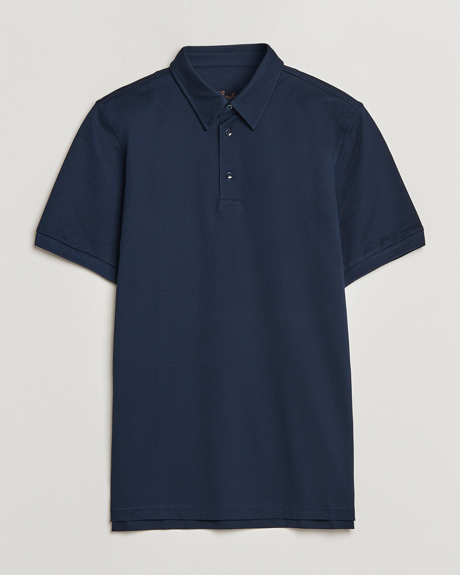 Hombres | Polos | Stenströms | Cotton Polo Shirt Navy