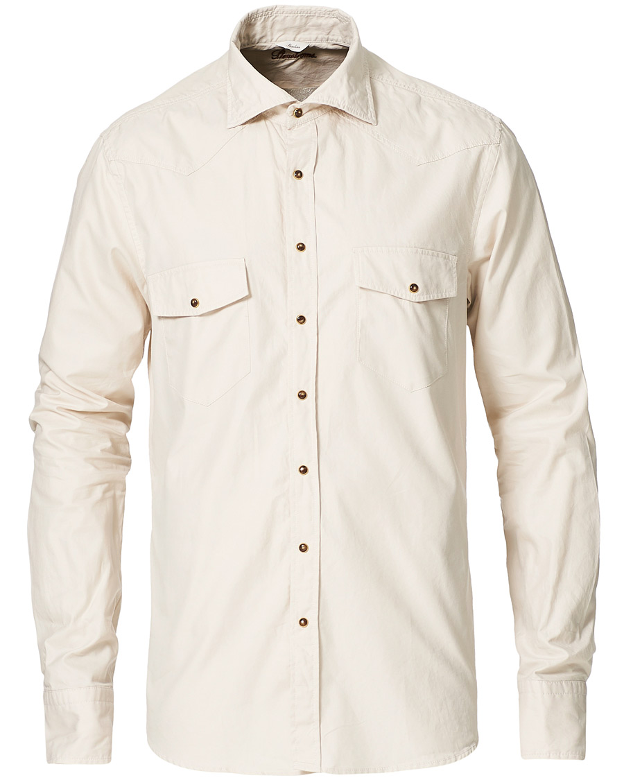Hombres | Camisas | Stenströms | Slimline Twill Western Shirt Beige