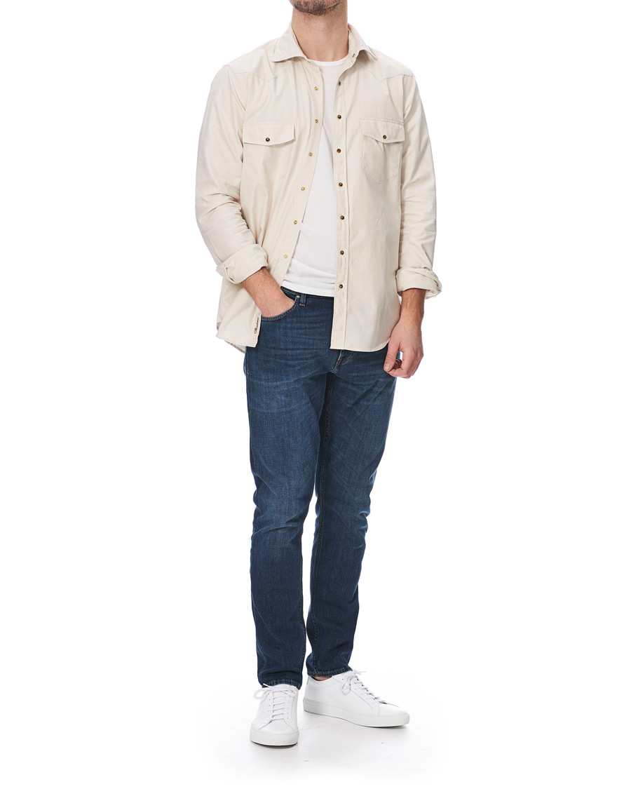 Hombres | Camisas | Stenströms | Slimline Twill Western Shirt Beige