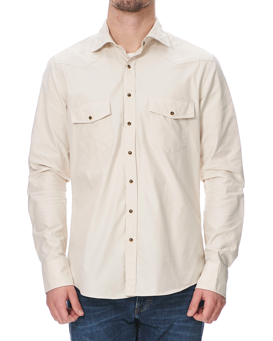 Hombres | Camisas | Stenströms | Slimline Twill Western Shirt Beige