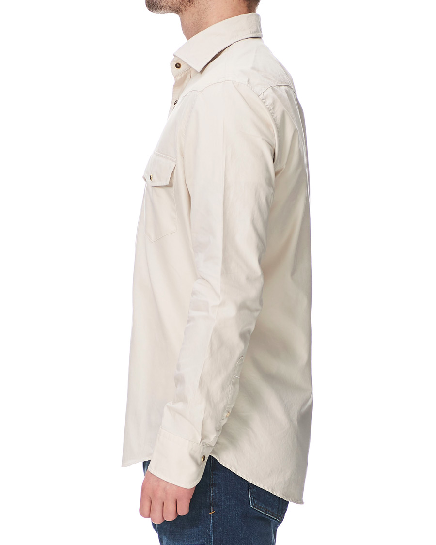 Hombres | Camisas | Stenströms | Slimline Twill Western Shirt Beige