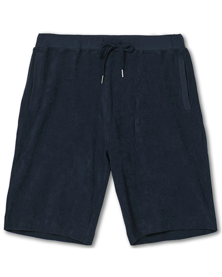 Hombres | Pantalones cortos | Sunspel | Organic Cotton Towelling Shorts Navy