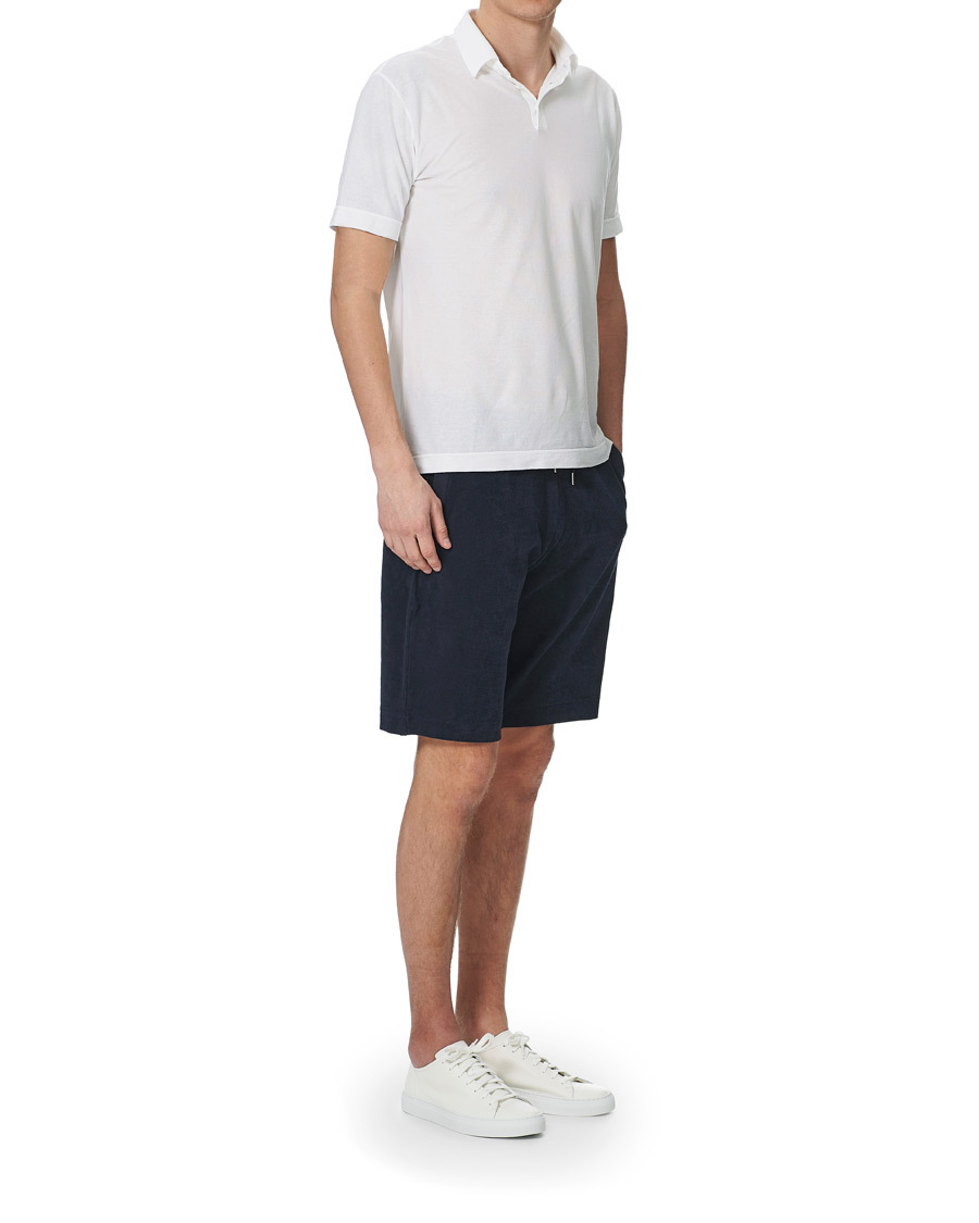 Hombres | Pantalones cortos | Sunspel | Organic Cotton Towelling Shorts Navy