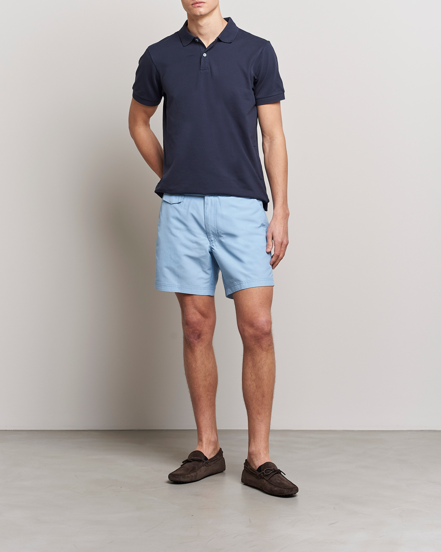 Hombres | Bañadores | Sunspel | Recycled Seaqual Tailored Swim Shorts Light Blue