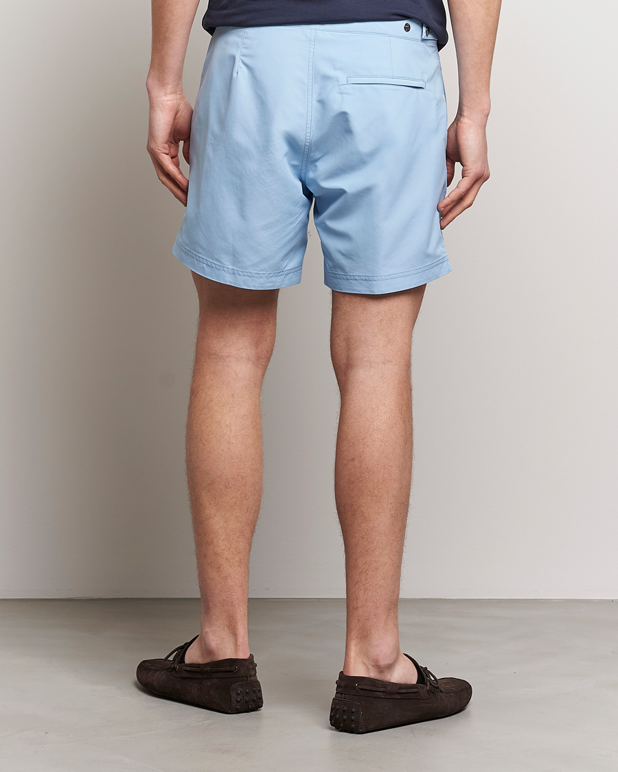 Hombres | Bañadores | Sunspel | Recycled Seaqual Tailored Swim Shorts Light Blue