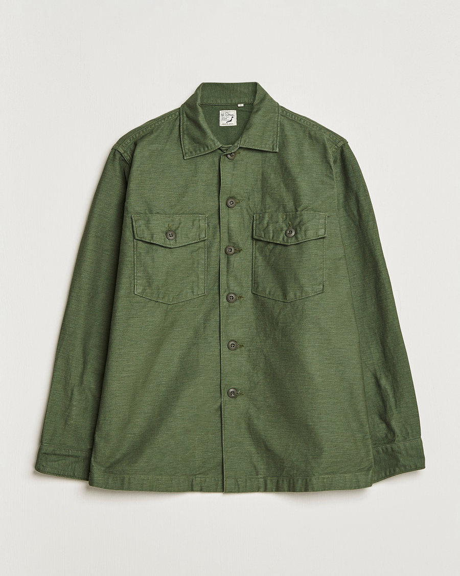 Hombres | Camisas | orSlow | Cotton Sateen US Army Overshirt Green