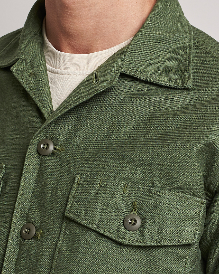 Hombres | Camisas | orSlow | Cotton Sateen US Army Overshirt Green