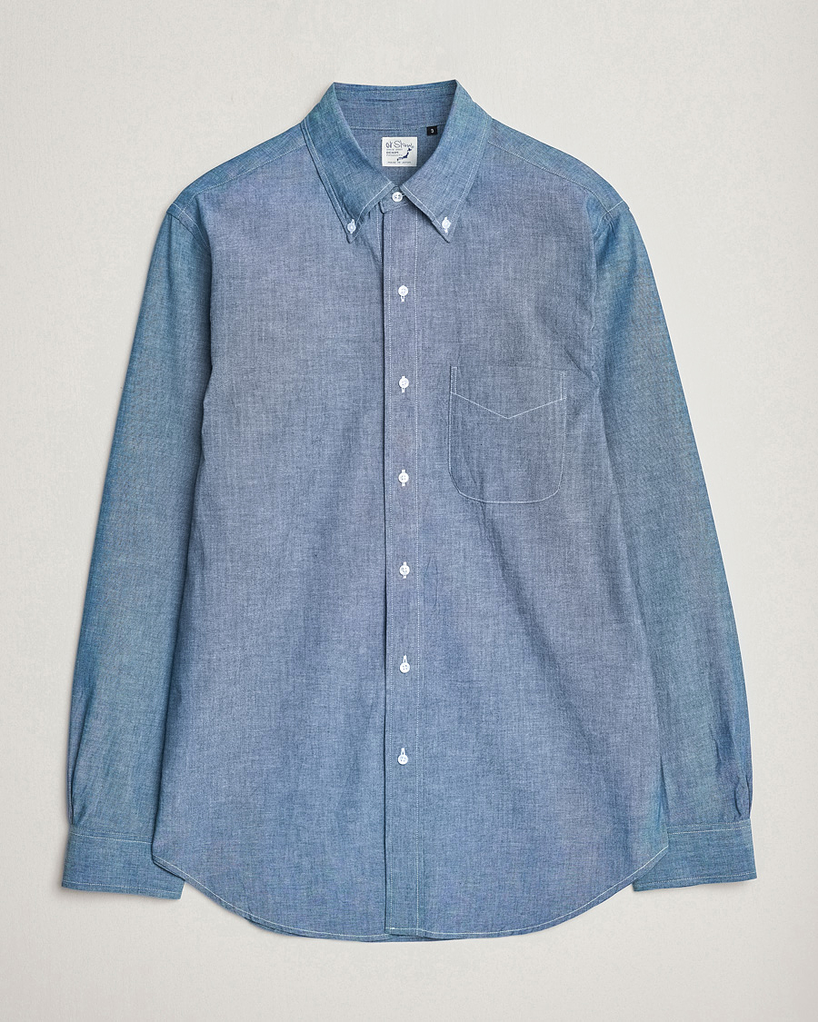 Hombres | Camisas | orSlow | Denim Button Down Shirt Light Blue