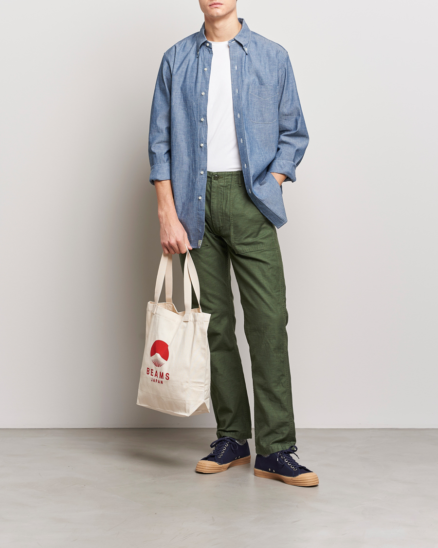 Hombres | Camisas | orSlow | Denim Button Down Shirt Light Blue