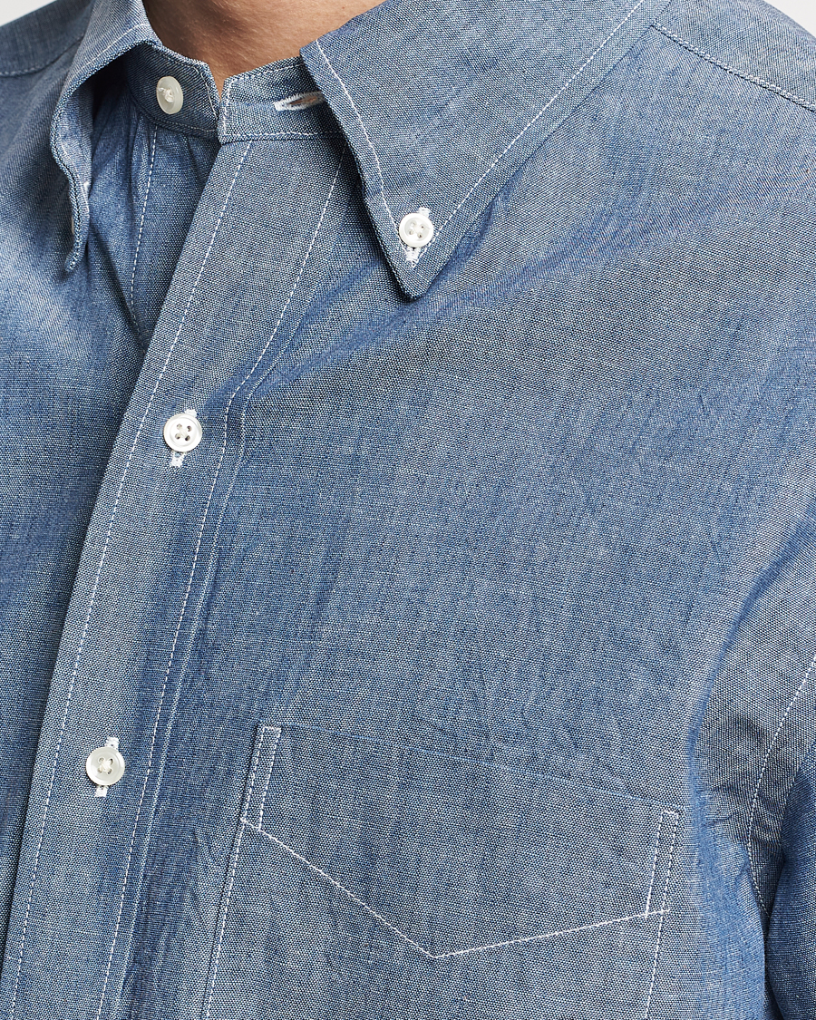 Hombres | Camisas | orSlow | Denim Button Down Shirt Light Blue
