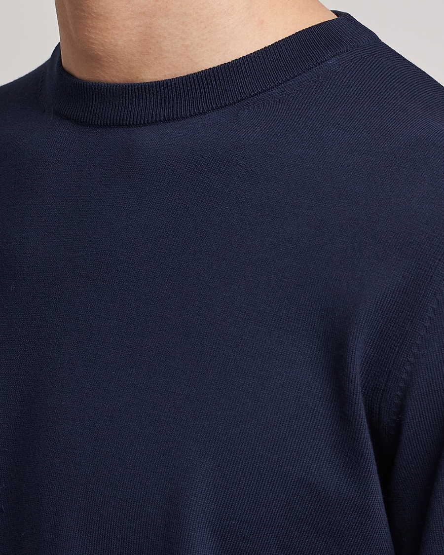 Hombres | Jerséis y prendas de punto | Canali | Cotton Crew Neck Pullover Navy