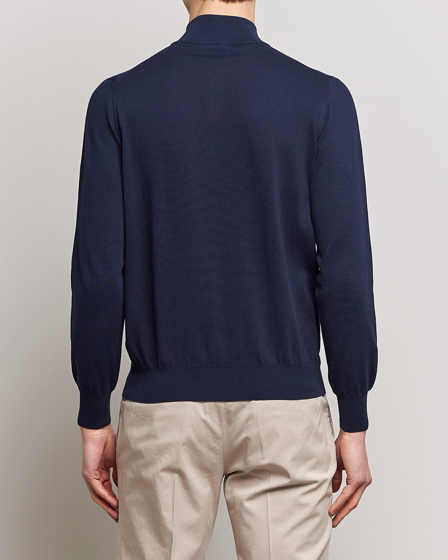 Hombres | Jerséis y prendas de punto | Canali | Cotton Full Zip Sweater Navy