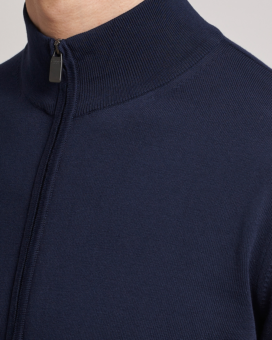 Hombres | Jerséis y prendas de punto | Canali | Cotton Full Zip Sweater Navy