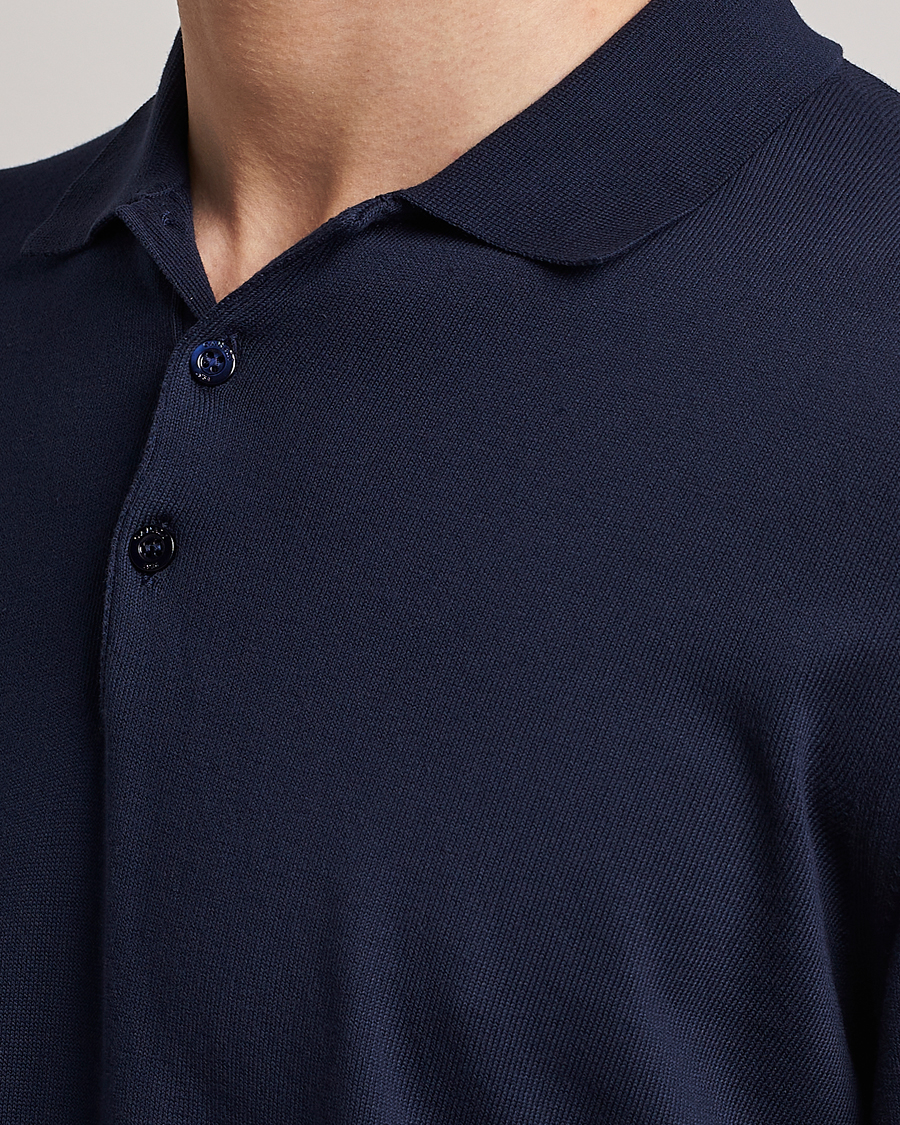 Hombres | Jerséis y prendas de punto | Canali | Cotton Long Sleeve Polo Navy