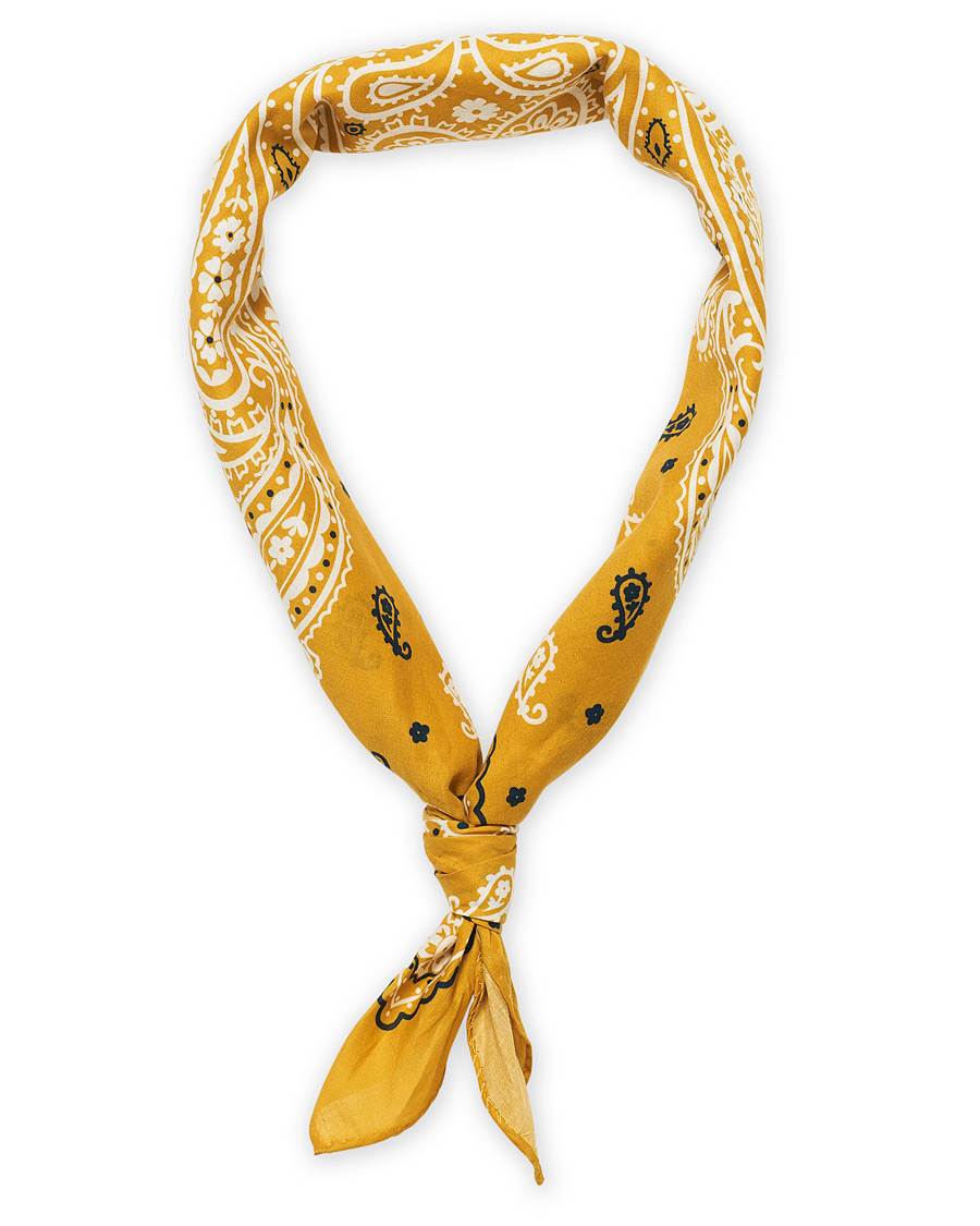 Hombres | Amanda Christensen Cotton Voilé Printed Paisley Bandana Yellow | Amanda Christensen | Cotton Voilé Printed Paisley Bandana Yellow