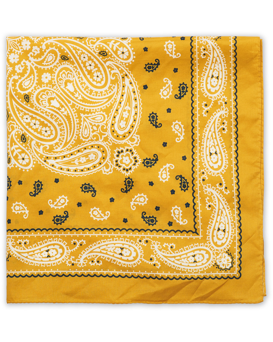 Hombres | Amanda Christensen Cotton Voilé Printed Paisley Bandana Yellow | Amanda Christensen | Cotton Voilé Printed Paisley Bandana Yellow