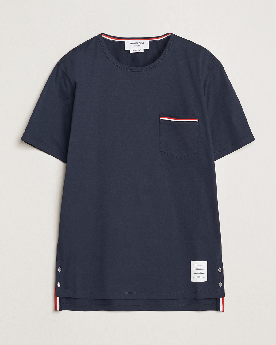 Hombres | Camisetas | Thom Browne | Short Sleeve Pocket T-Shirt Navy