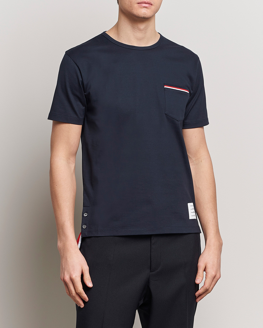 Hombres | Camisetas de manga corta | Thom Browne | Short Sleeve Pocket T-Shirt Navy