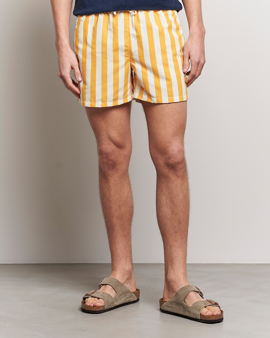 Hombres | Bañadores con cordones | Ripa Ripa | Paraggi Striped Swimshorts Yellow/White