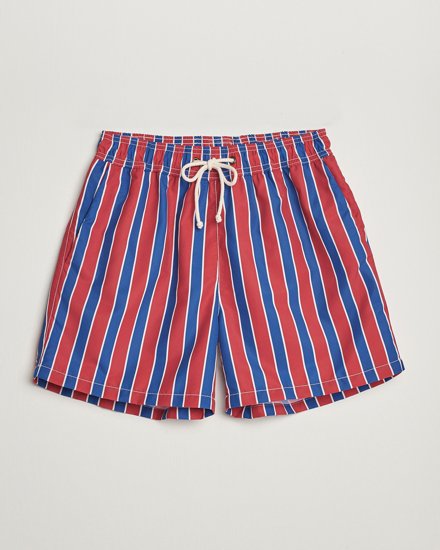 Hombres | Bañadores | Ripa Ripa | Monterosso Striped Swimshorts Red/Blue