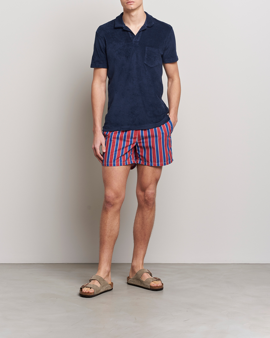 Hombres | Bañadores | Ripa Ripa | Monterosso Striped Swimshorts Red/Blue