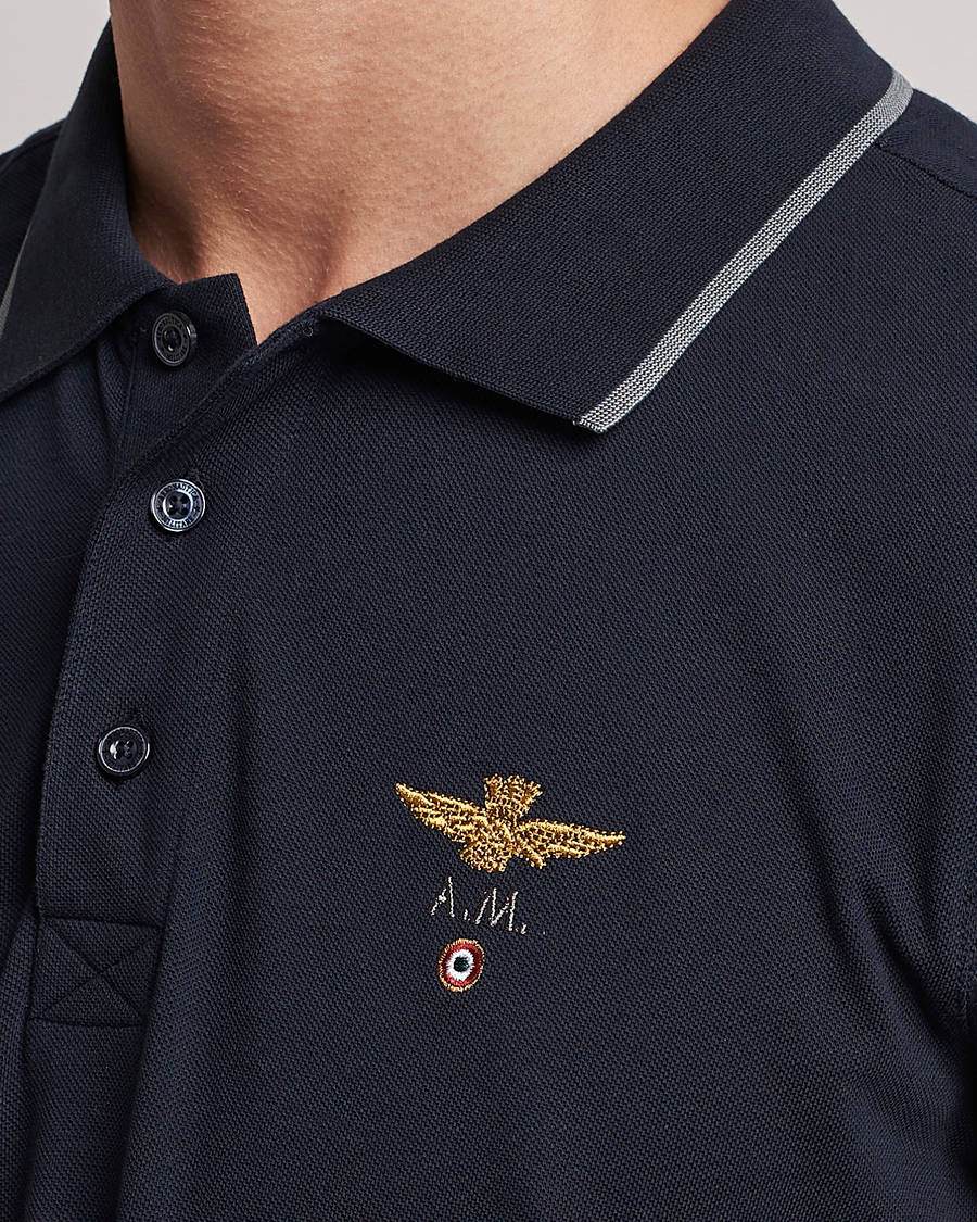 Hombres | Polos | Aeronautica Militare | Garment Dyed Cotton Polo Navy