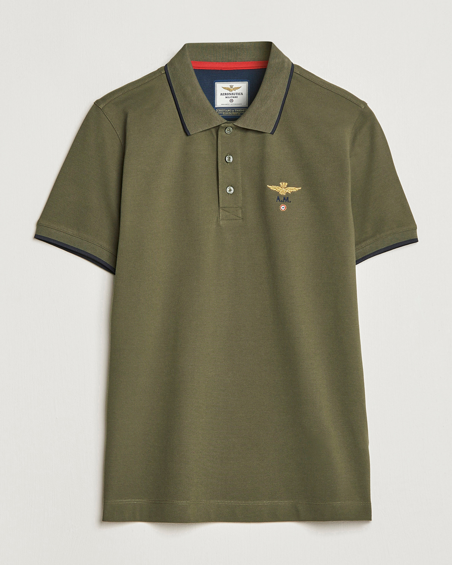 Hombres | Polos | Aeronautica Militare | Garment Dyed Cotton Polo Green