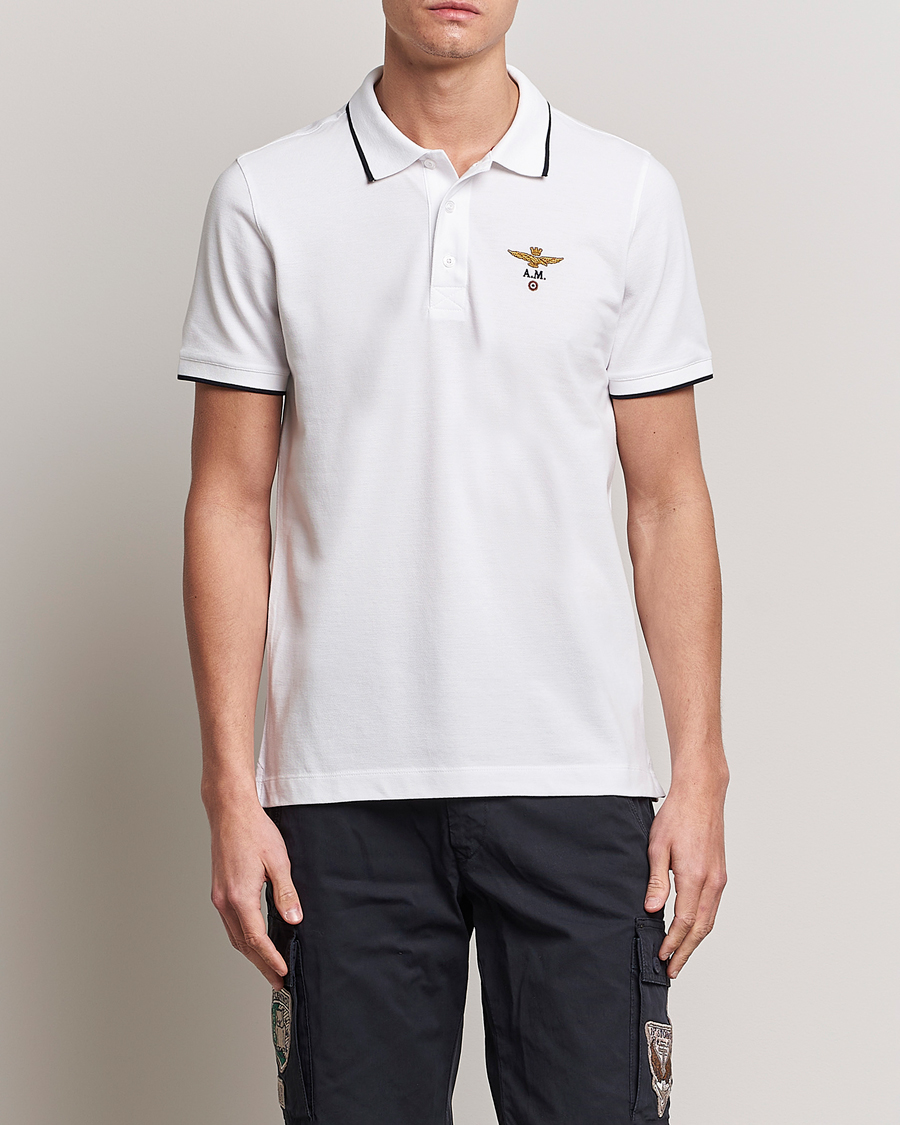 Hombres | Camisas polo de manga corta | Aeronautica Militare | Garment Dyed Cotton Polo Off White