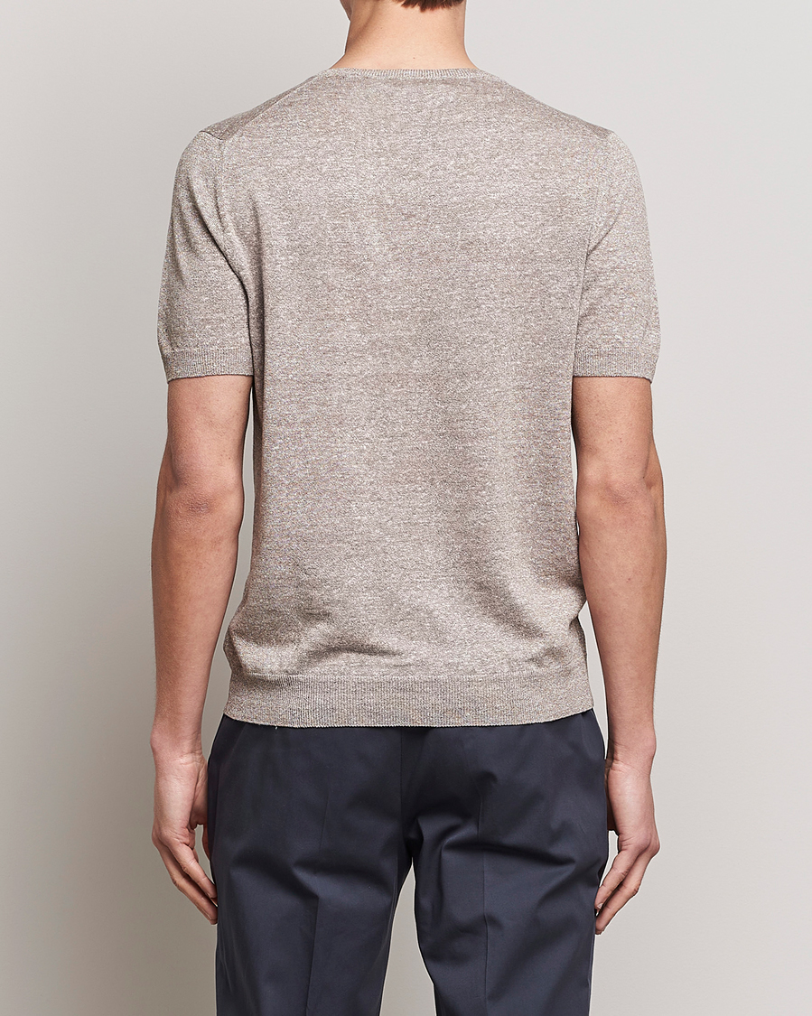 Hombres | Camisetas | Gran Sasso | Cotton/Linen Knitted Tee Beige
