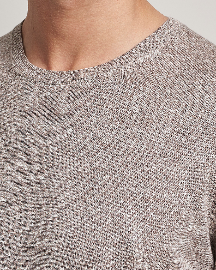 Hombres | Camisetas | Gran Sasso | Cotton/Linen Knitted Tee Beige