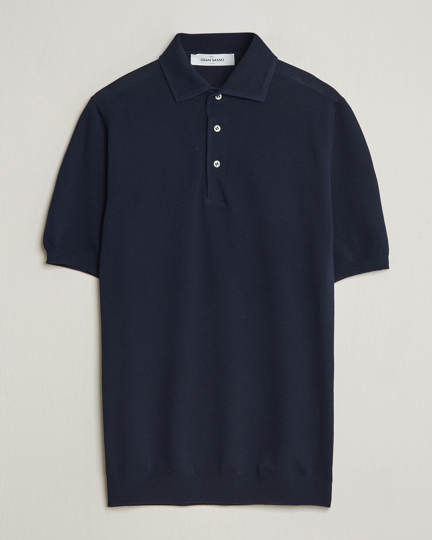 Hombres | Polos | Gran Sasso | Structured Cotton Polo Navy
