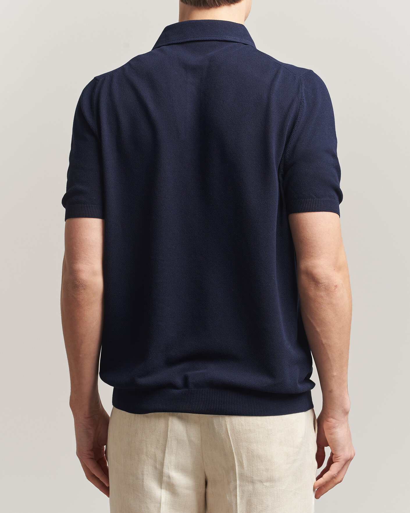 Hombres | Polos | Gran Sasso | Structured Cotton Polo Navy