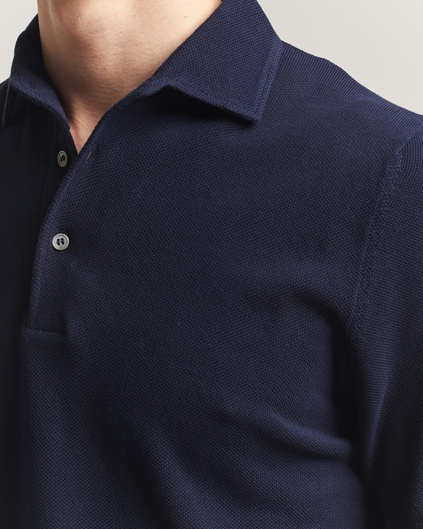 Hombres | Polos | Gran Sasso | Structured Cotton Polo Navy
