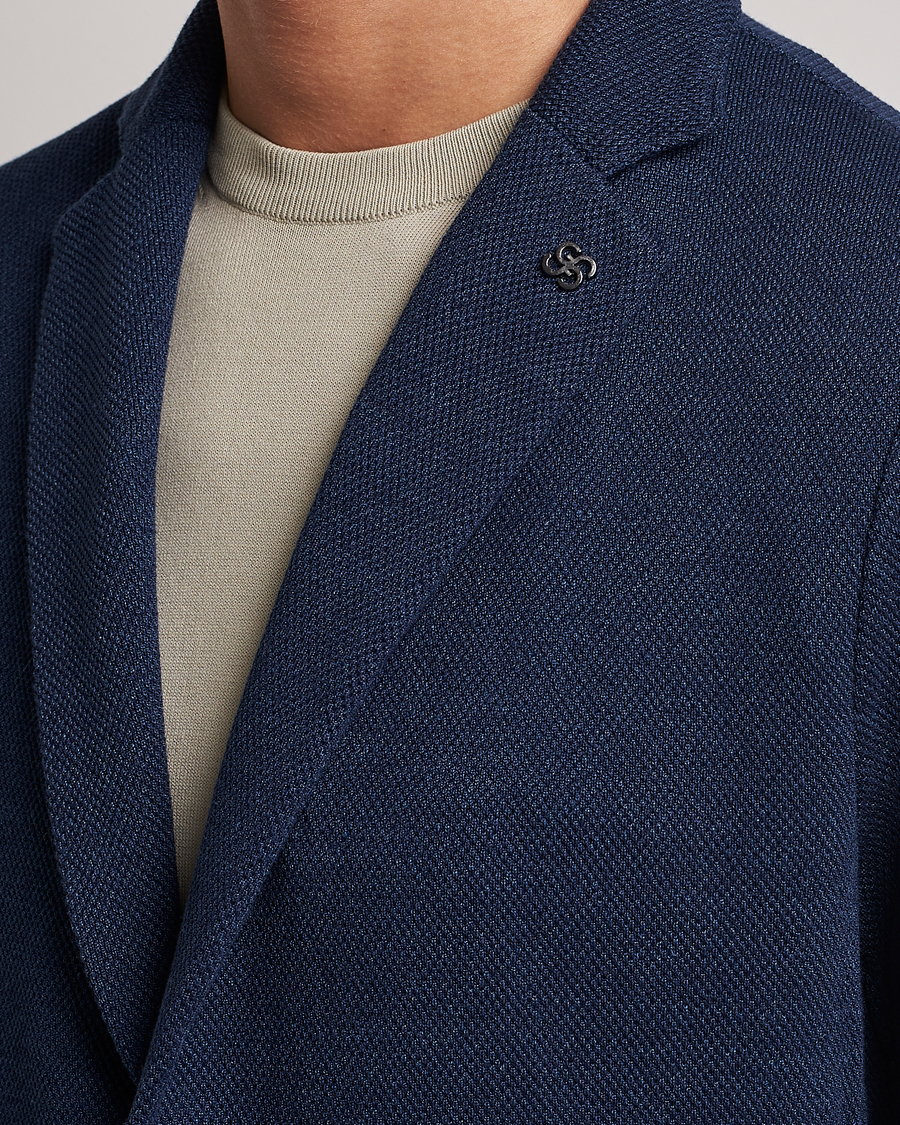 Hombres | Blazers | Gran Sasso | Structured Cotton/Linen Blazer Navy