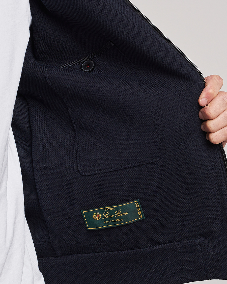 Hombres | Abrigos y chaquetas | Harris Wharf London | Loro Piana Cavalry Twill Harrington Jacket Dark Blue