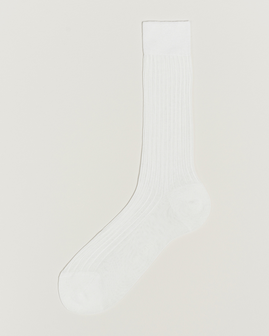 Hombres | Ropa interior y calcetines | Bresciani | Cotton Ribbed Short Socks White